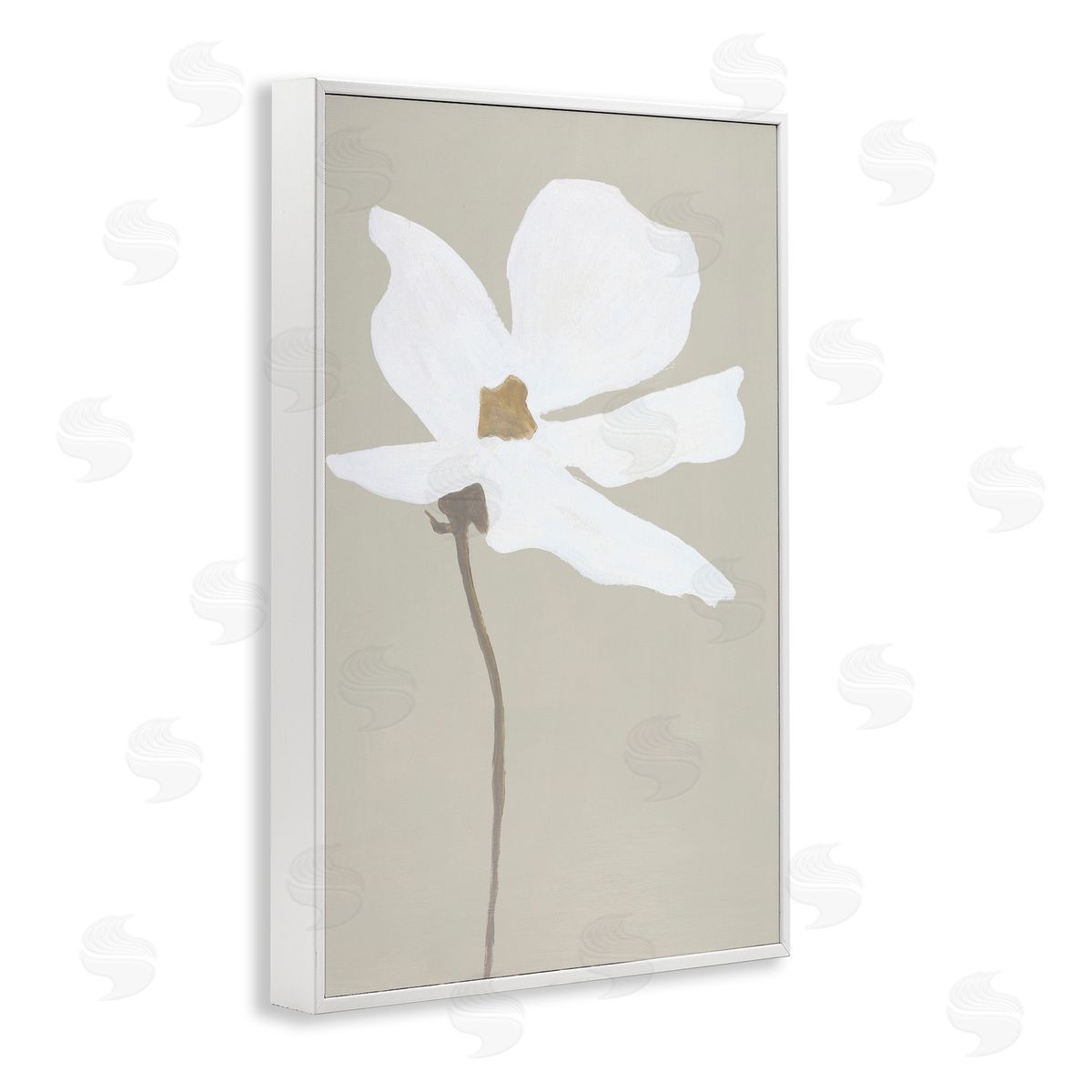 White Flower Sprout White Frame Print Wall Art, Home Decor by Design Fabrikken