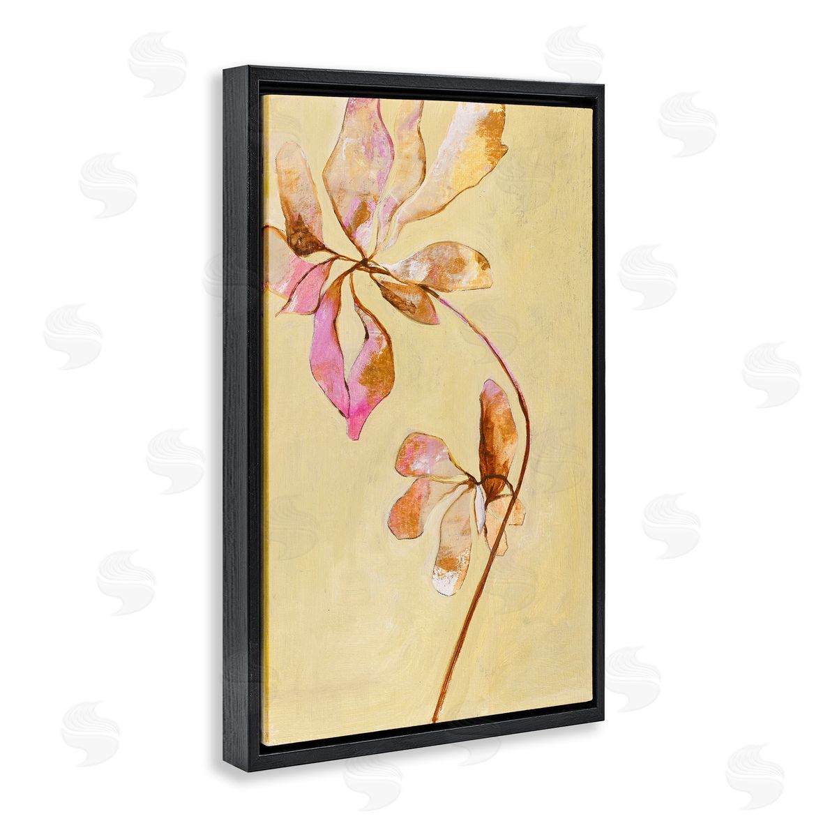 Rustic Petals Impression Black Floating Frame Canvas Wall Art, Home Decor by Design Fabrikken