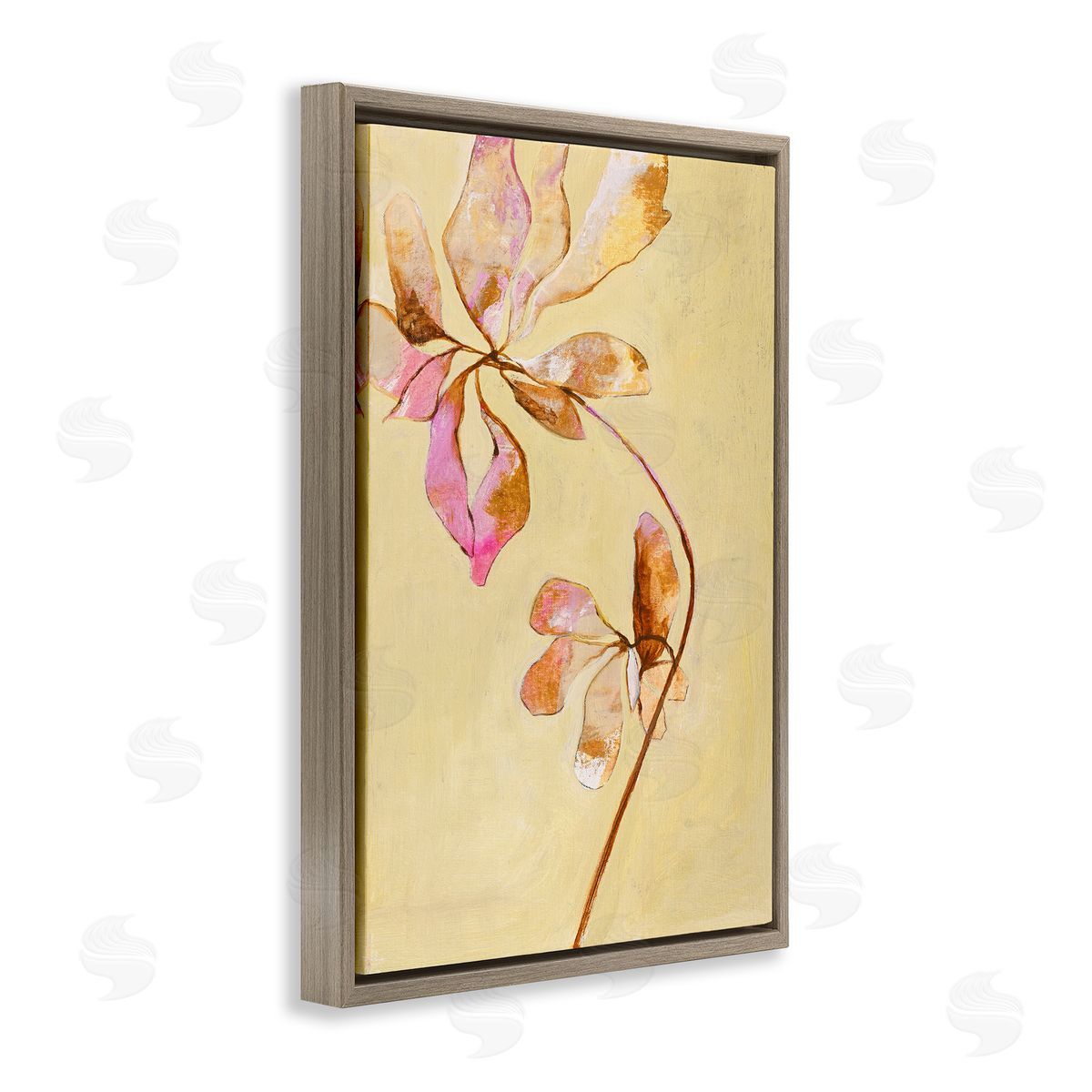 Rustic Petals Impression Brown Floating Frame Canvas Wall Art, Home Decor by Design Fabrikken