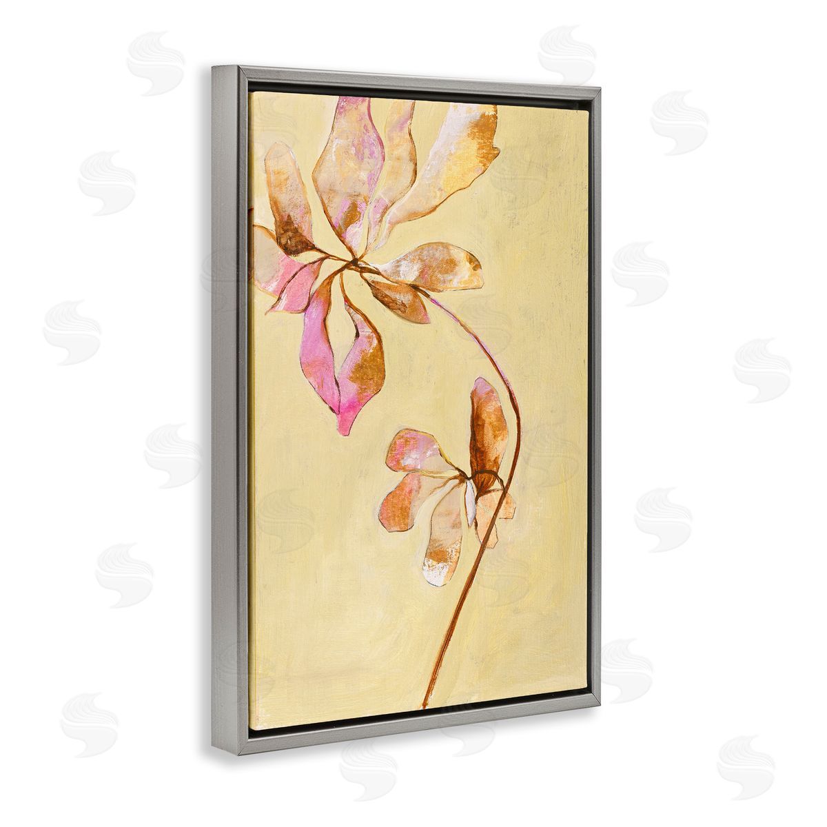 Rustic Petals Impression Grey Floating Frame Canvas Wall Art, Home Decor by Design Fabrikken