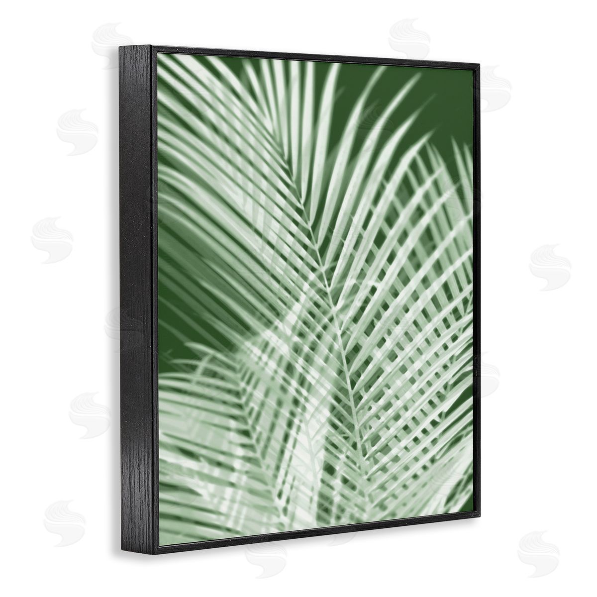 Green Palm Leaves Black Frame Print Wall Art, Home Decor by Melonie Miller