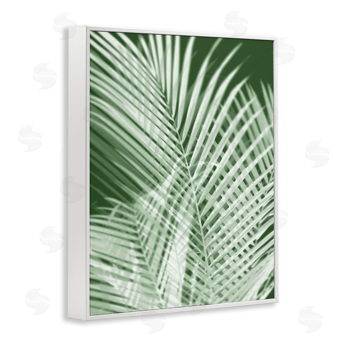 Green Palm Leaves White Frame Print Wall Art, Home Decor by Melonie Miller