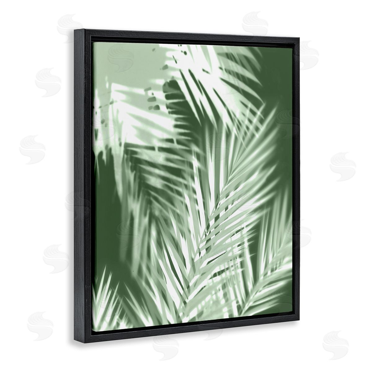 Abstract Palm Leaves Black Floating Frame Canvas Wall Art, Home Decor by Melonie Miller