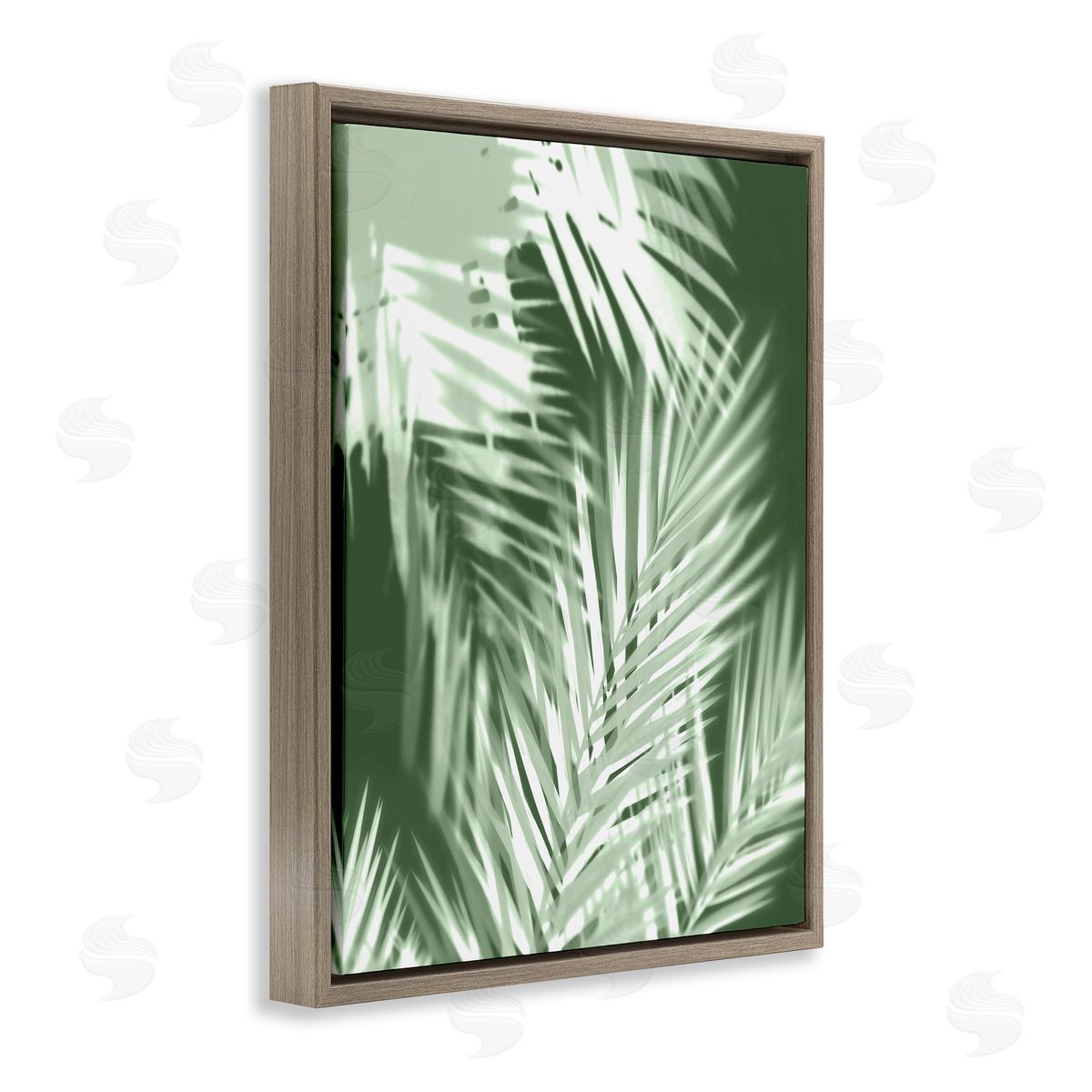 Abstract Palm Leaves Brown Floating Frame Canvas Wall Art, Home Decor by Melonie Miller