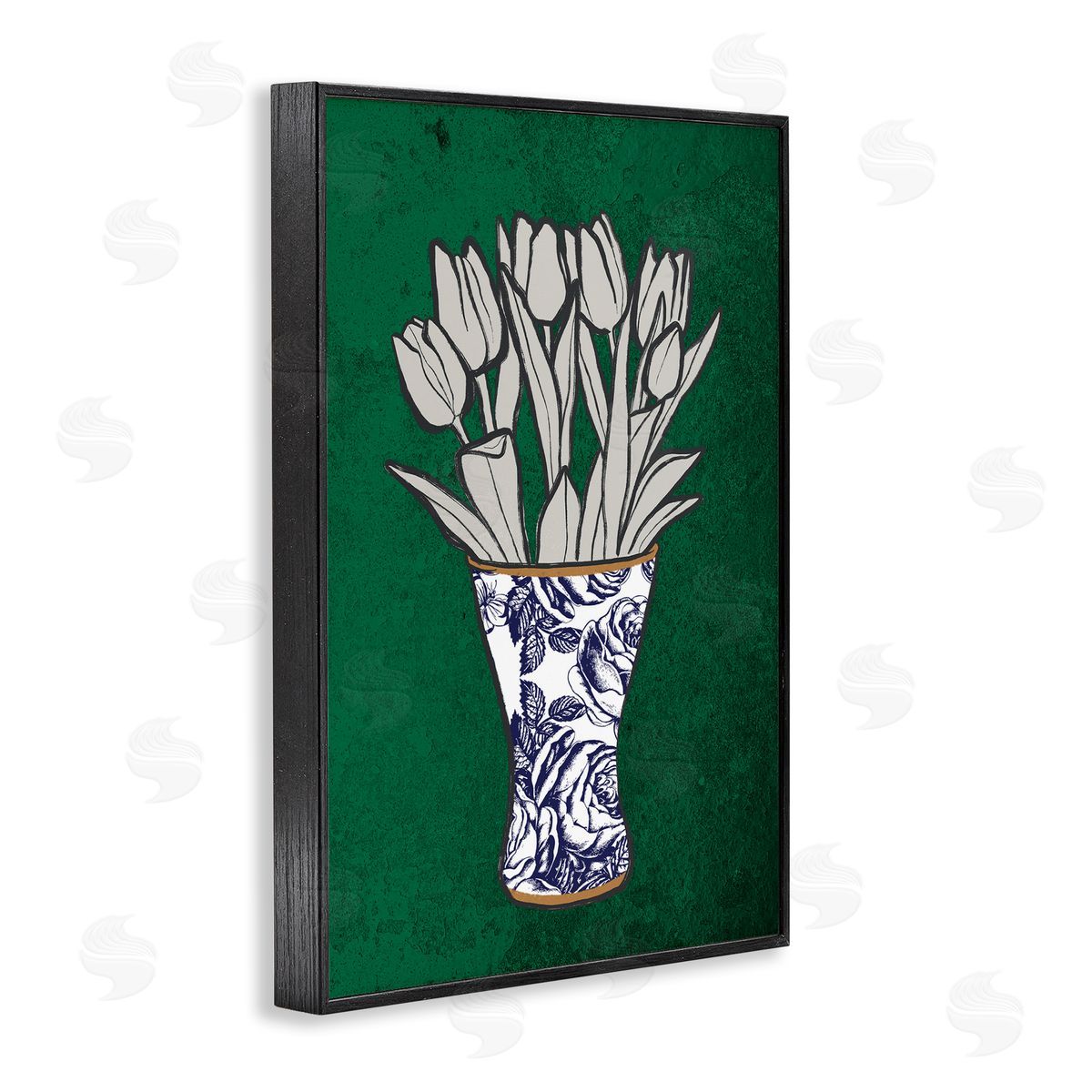 Tulip Bouquet Vase Black Frame Print Wall Art, Home Decor by Marcus Prime