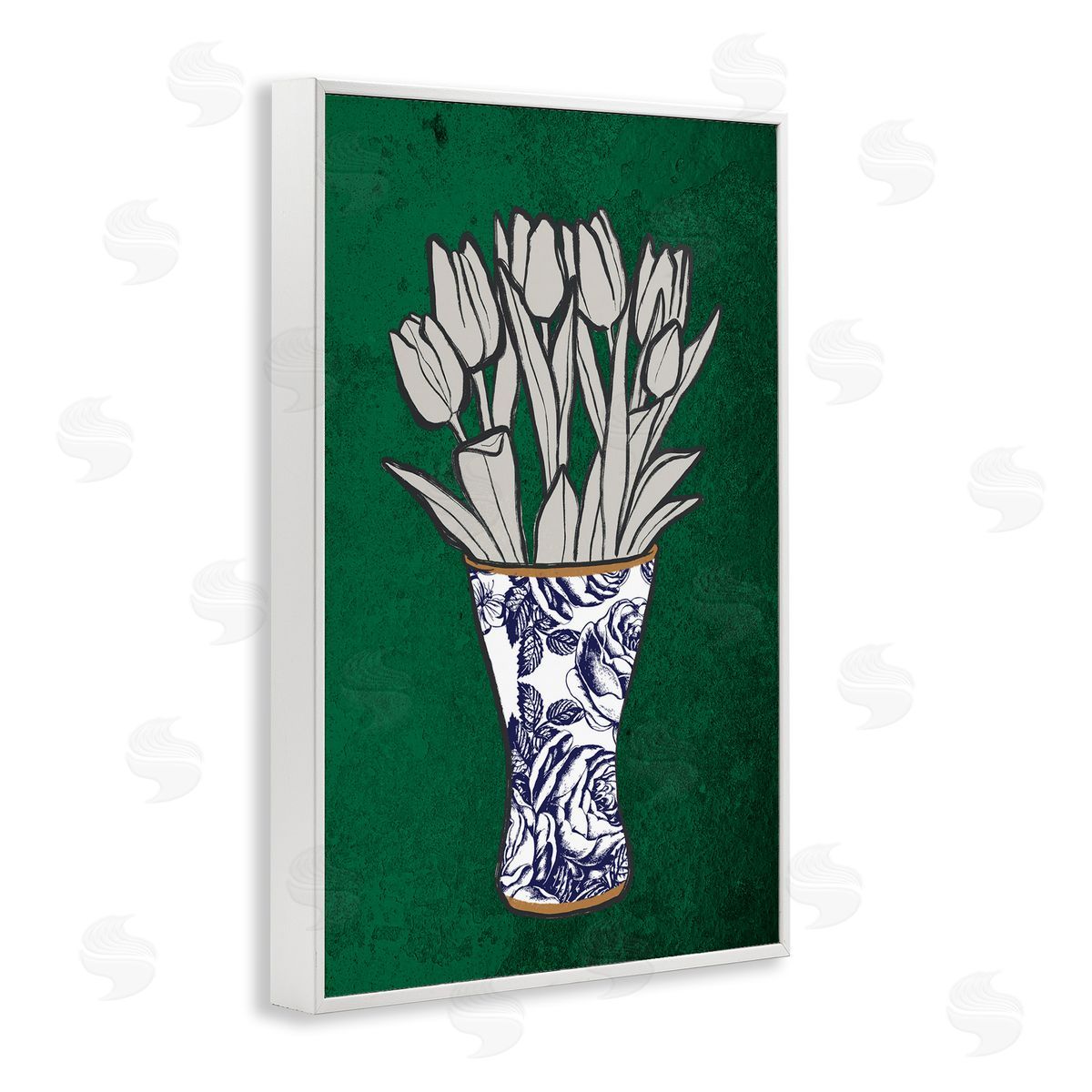 Tulip Bouquet Vase White Frame Print Wall Art, Home Decor by Marcus Prime