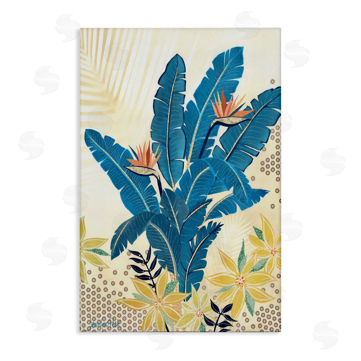 Blue Birds Of Paradise Canvas Wall Art, Home Decor by Jennifer Peck
