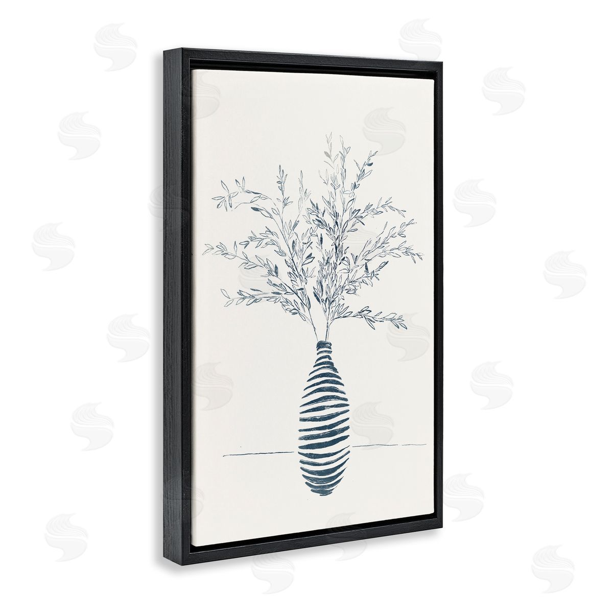 Minimal Herb Vase Black Floating Frame Canvas Wall Art, Home Decor by Yuyu Pont