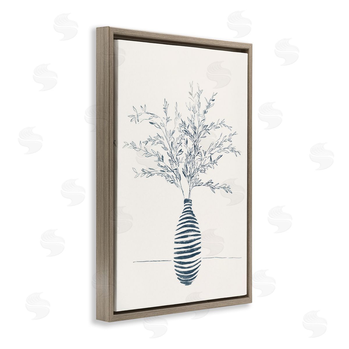 Minimal Herb Vase Brown Floating Frame Canvas Wall Art, Home Decor by Yuyu Pont