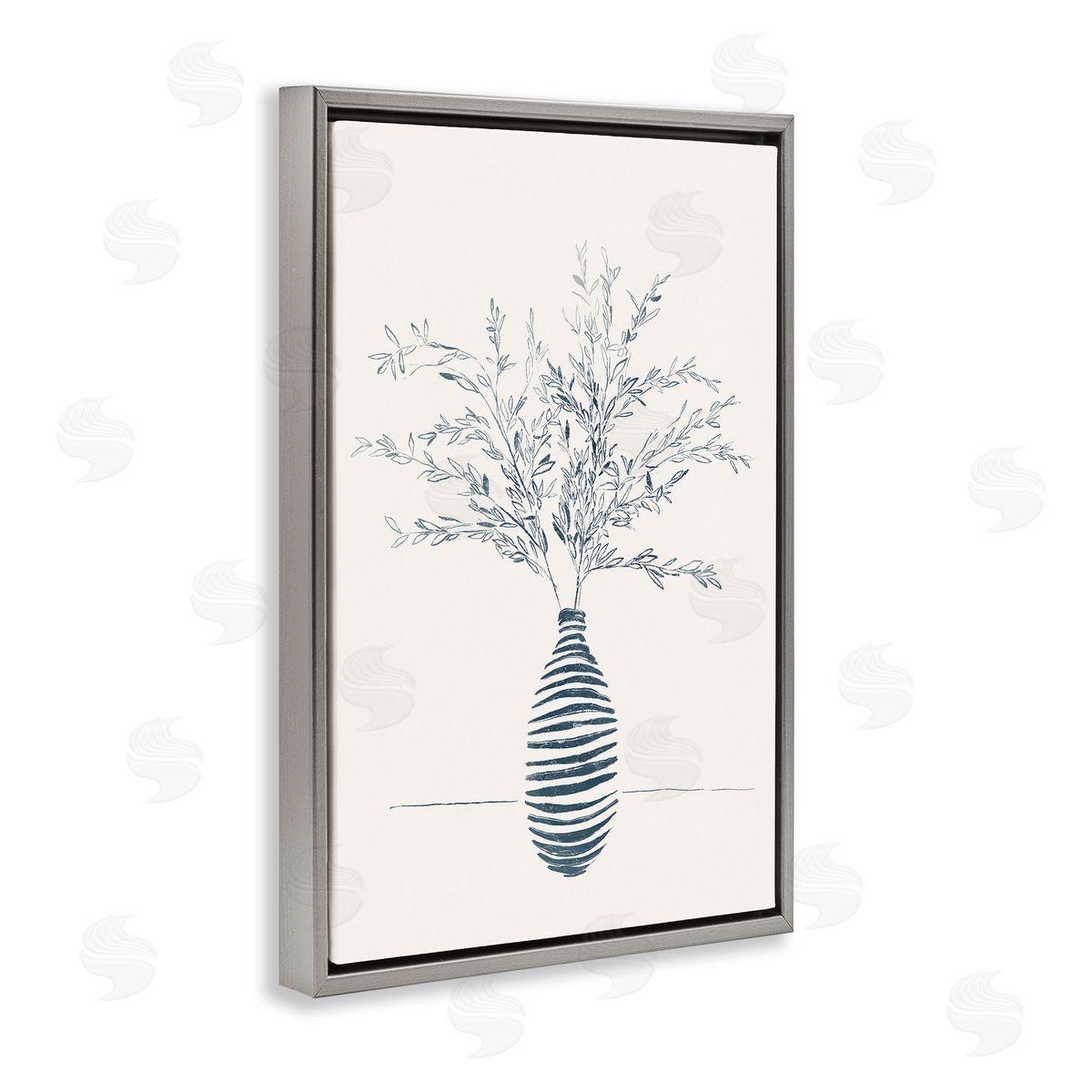 Minimal Herb Vase Grey Floating Frame Canvas Wall Art, Home Decor by Yuyu Pont
