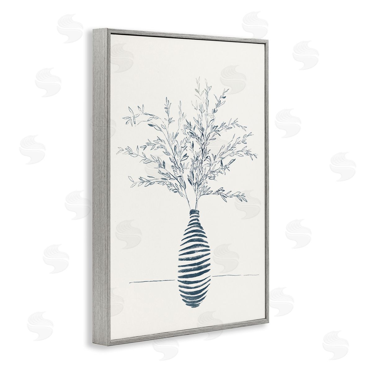 Minimal Herb Vase Grey Frame Print Wall Art, Home Decor by Yuyu Pont