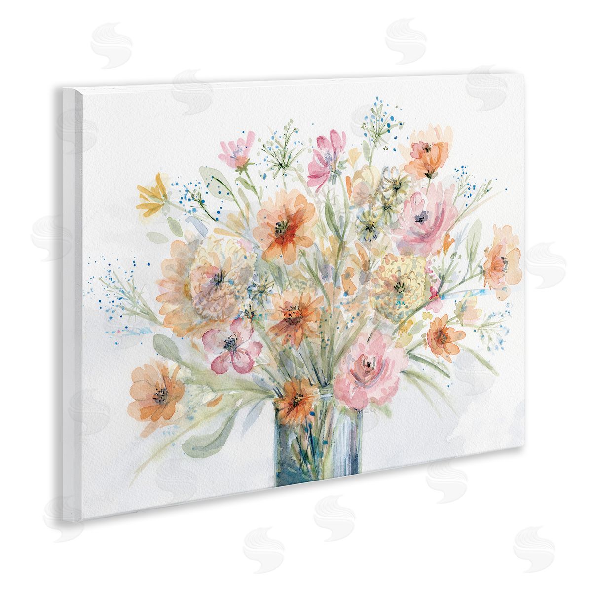 Peach Pink Bouquet Wood Plaque Wall Art, Home Decor by Patti Bishop