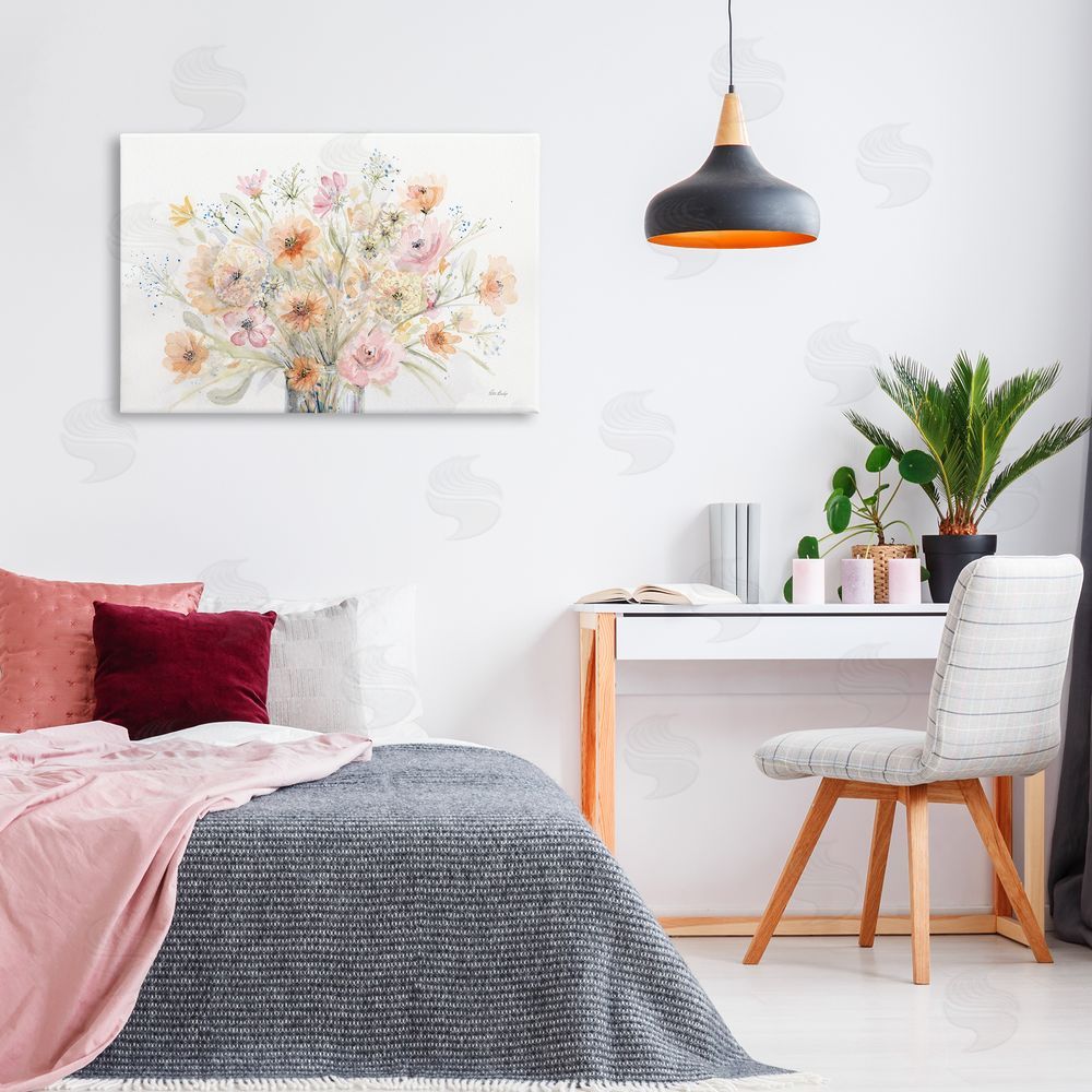 Patti Bishop Blush Pink Bouquet Canvas Wall Art Print in Room
