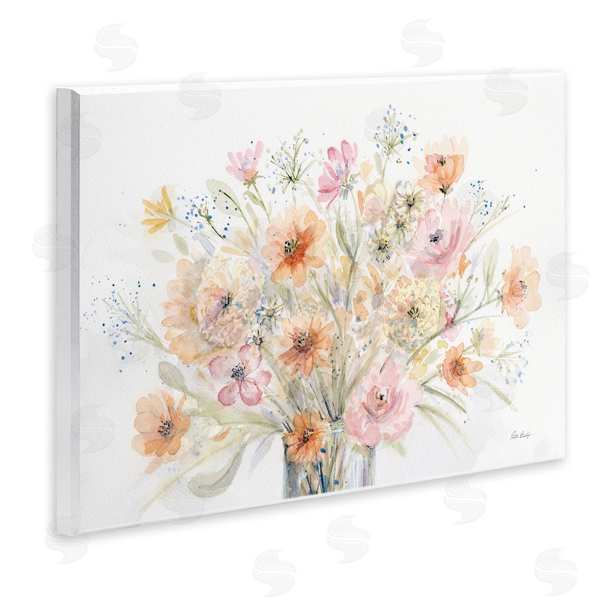 Patti Bishop Blush Pink Bouquet Wooden Wall Plaque Art Print