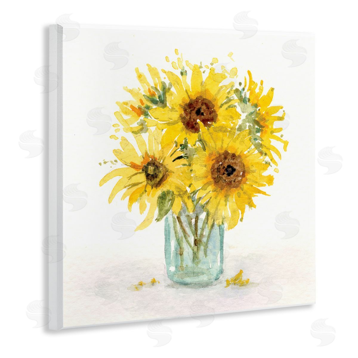 Patti Bishop Soft Sunflower Jar Wooden Wall Plaque Art Print