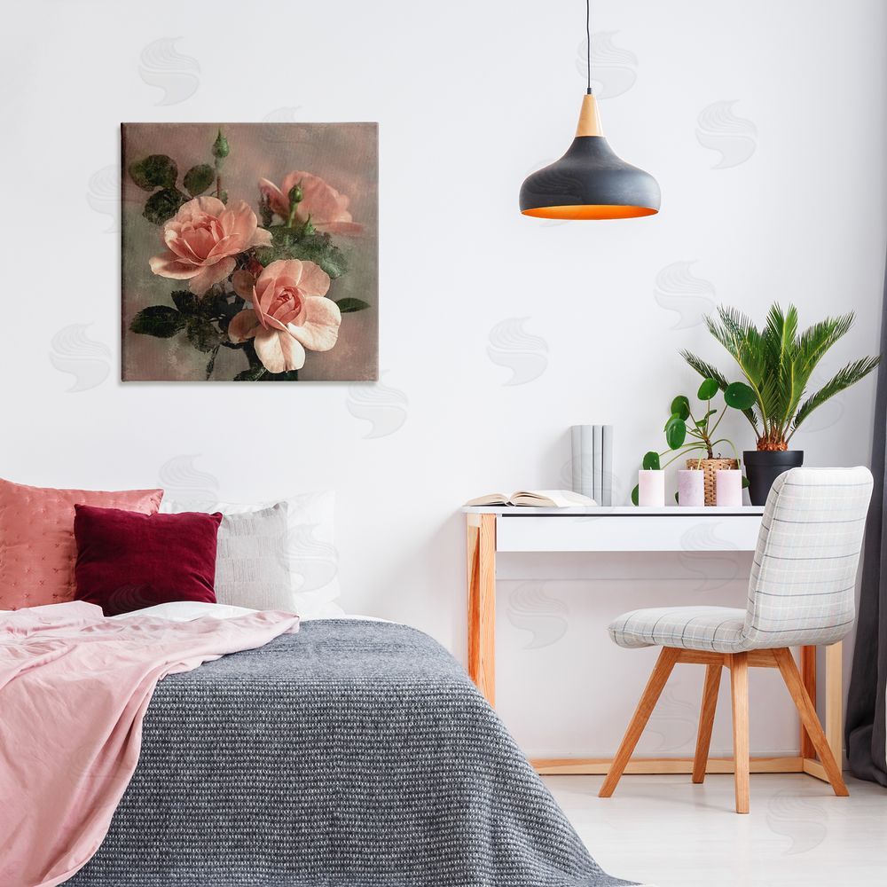 David Pollard Vintage Blush Petals Canvas Wall Art Print in Room