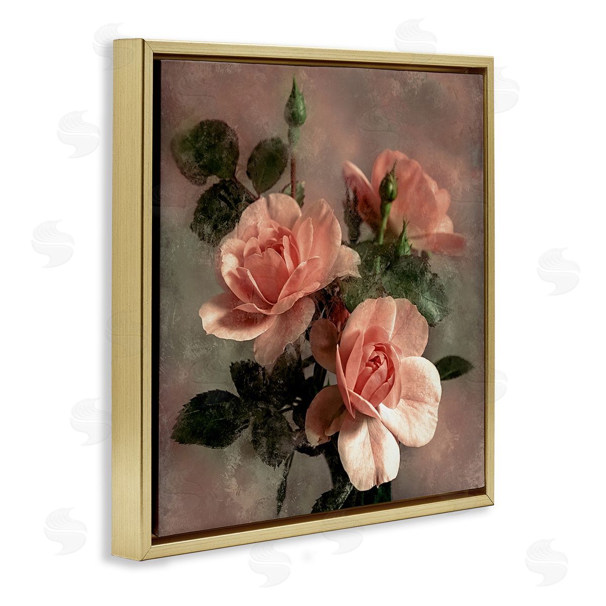 David Pollard Vintage Blush Petals Gold Floating Frame Canvas Wall Art Print