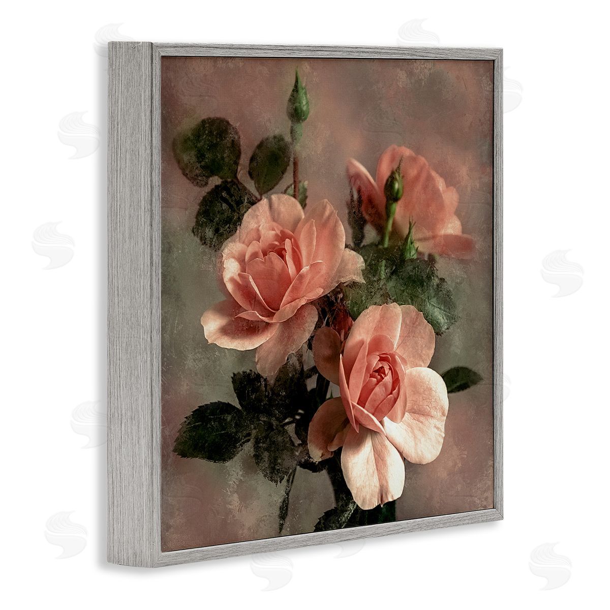 David Pollard Vintage Blush Petals Gray Framed Giclee Wall Art Print