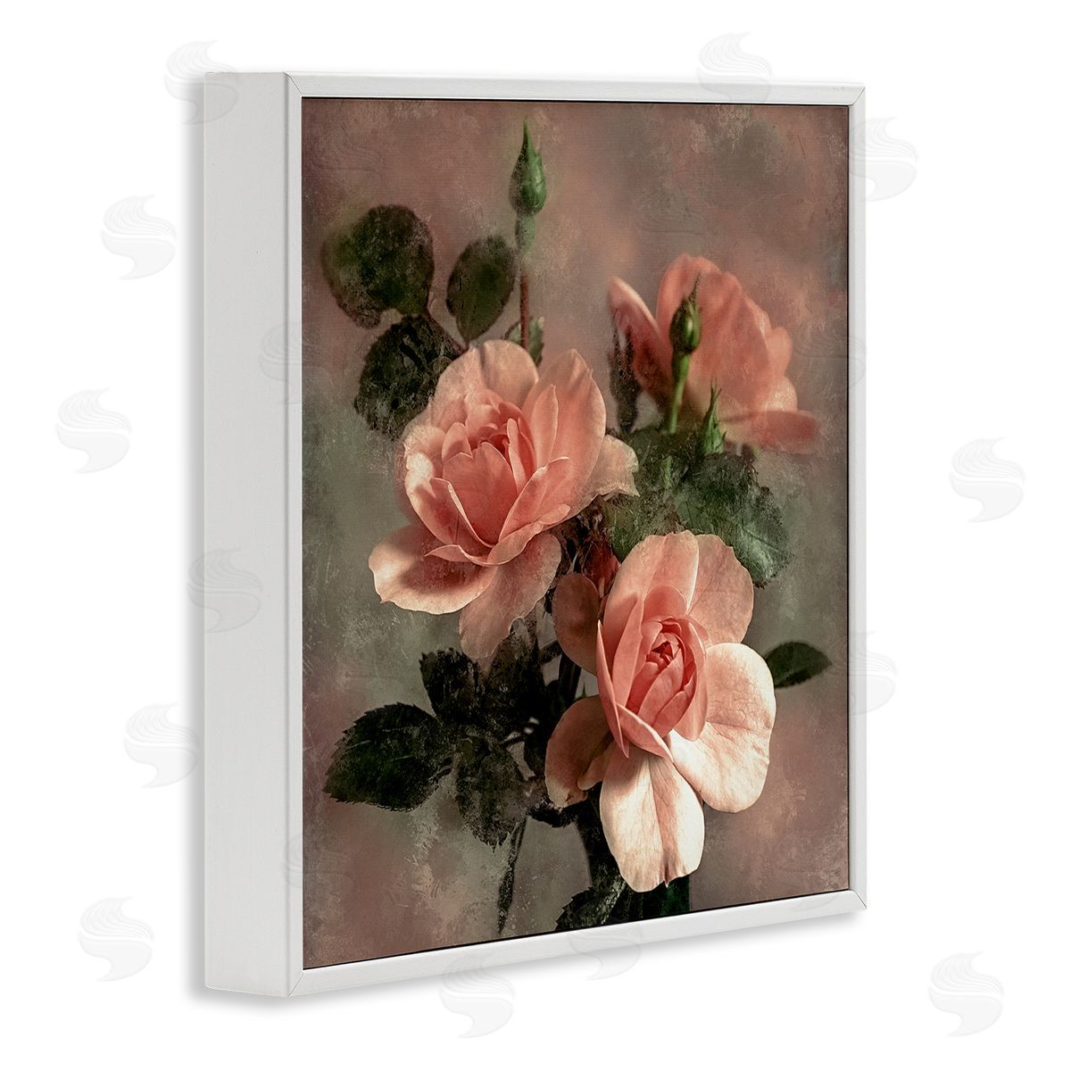 David Pollard Vintage Blush Petals White Framed Giclee Wall Art Print