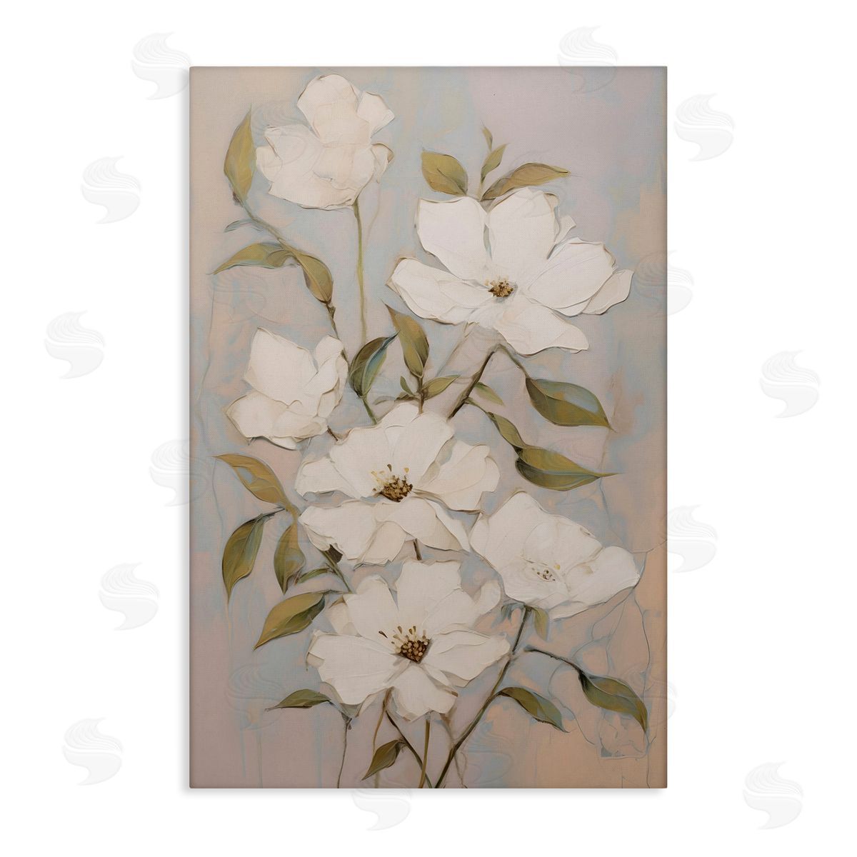 Pearly White Flowers Canvas Wall Art, Home Decor by Petals Prints Design