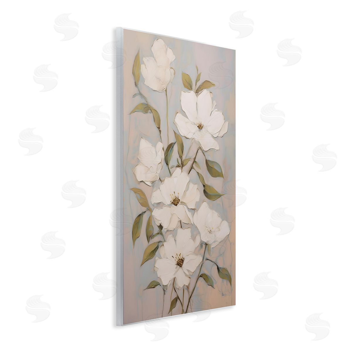 Pearly White Flowers Wood Plaque Wall Art, Home Decor by Petals Prints Design