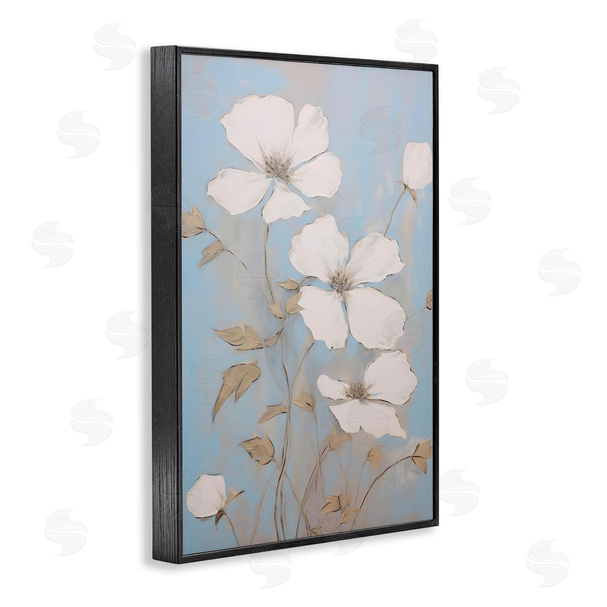 White Petal Flowers Black Frame Print Wall Art, Home Decor by Petals Prints Design