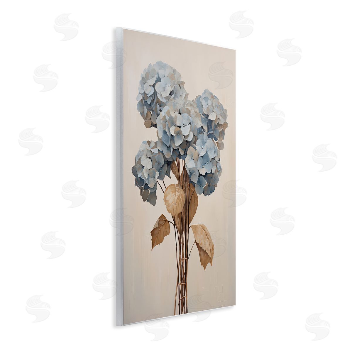 Petal Prints Design Vintage Blue Hydrangea Wooden Wall Plaque Art Print