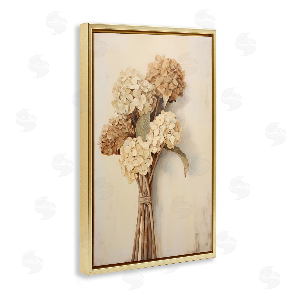 Petal Prints Design Vintage Hydrangea Bundle Gold Floating Frame Canvas Wall Art Print
