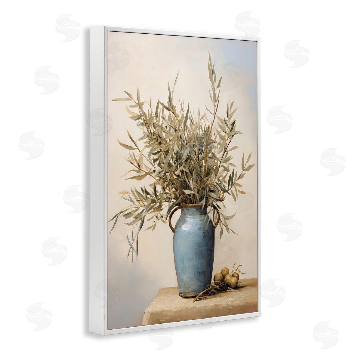 Petal Prints Design Rustic Pottery Plant White Framed Giclee Wall Art Print