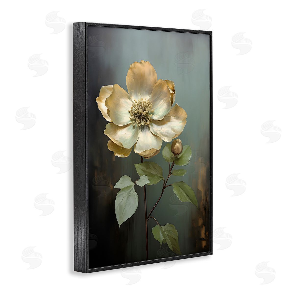 White Floret Petals Black Frame Print Wall Art, Home Decor by Petals Prints Design
