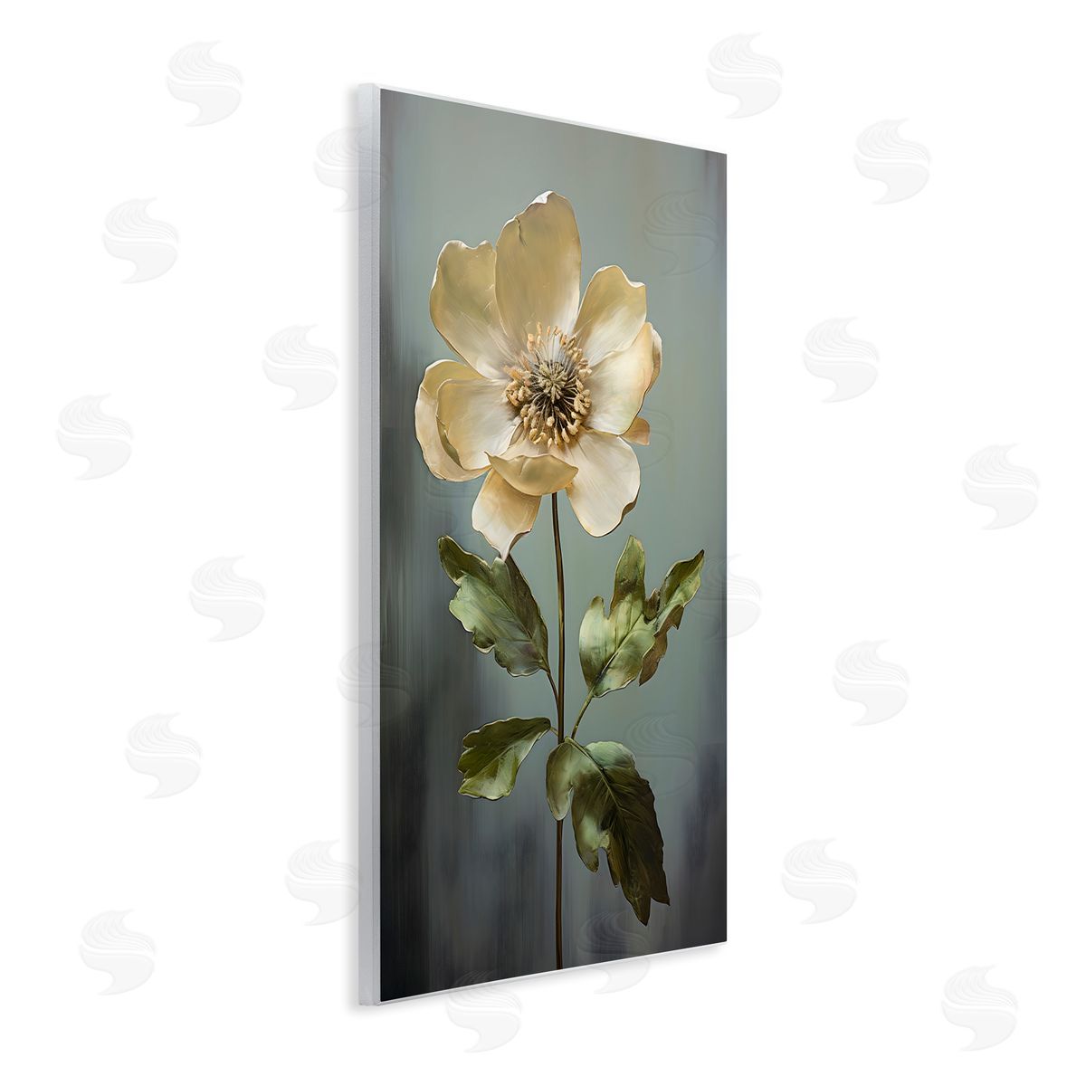 White Floret Bloom Wood Plaque Wall Art, Home Decor by Petals Prints Design
