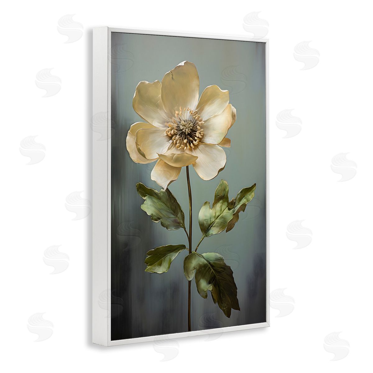 White Floret Bloom White Frame Print Wall Art, Home Decor by Petals Prints Design
