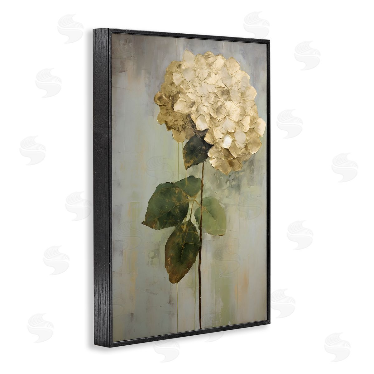 Single Distressed Hydrangea Black Frame Print Wall Art, Home Decor by Petals Prints Design