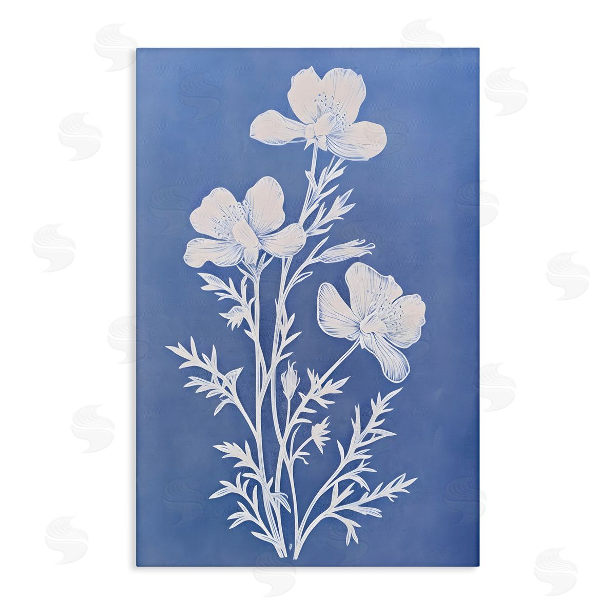 Cerulean Blue Blooms Canvas Wall Art, Home Decor by Petals Prints Design