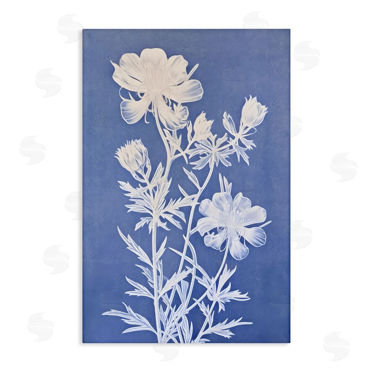 Cerulean Botanical Pattern Canvas Wall Art, Home Decor by Petals Prints Design