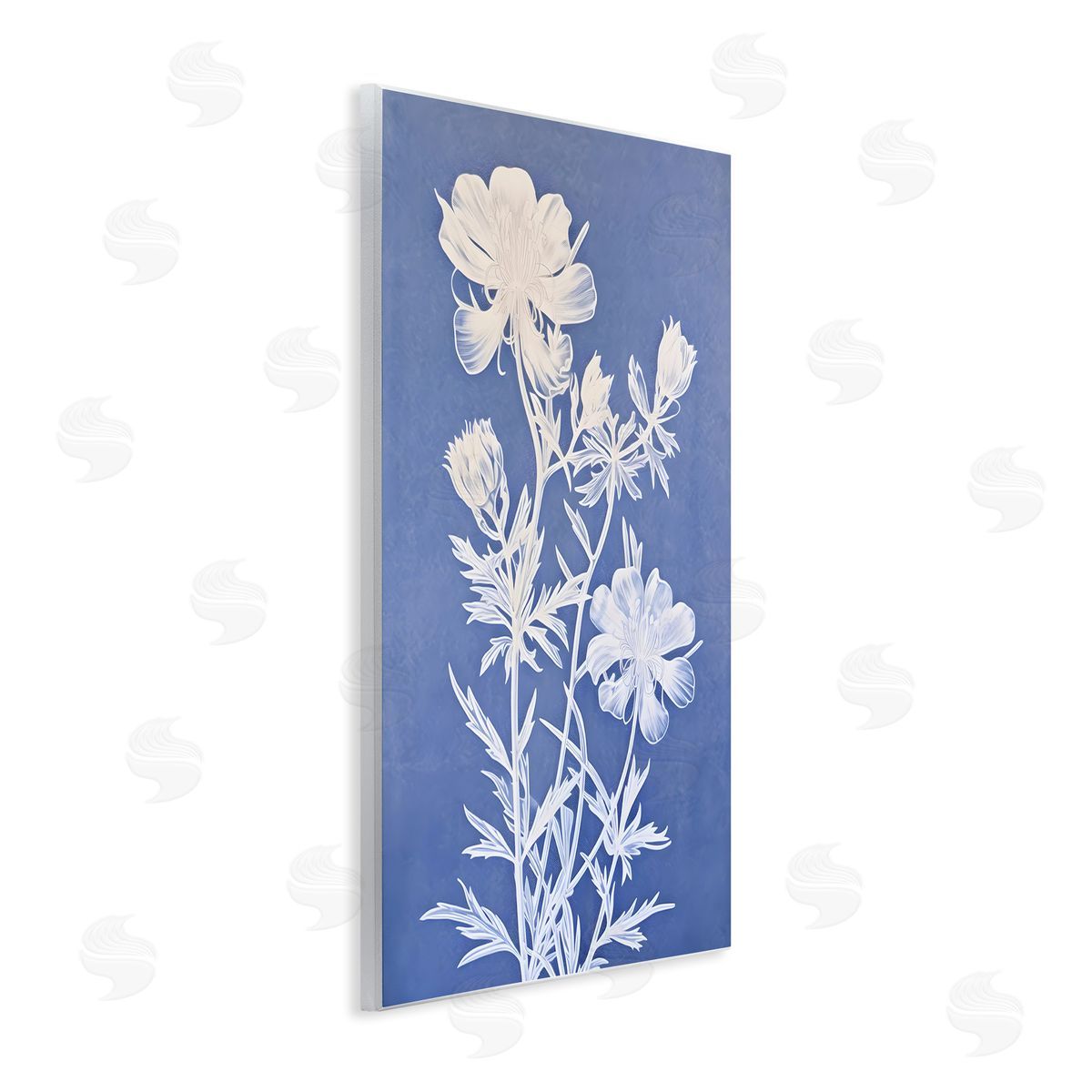 Cerulean Botanical Pattern Wood Plaque Wall Art, Home Decor by Petals Prints Design
