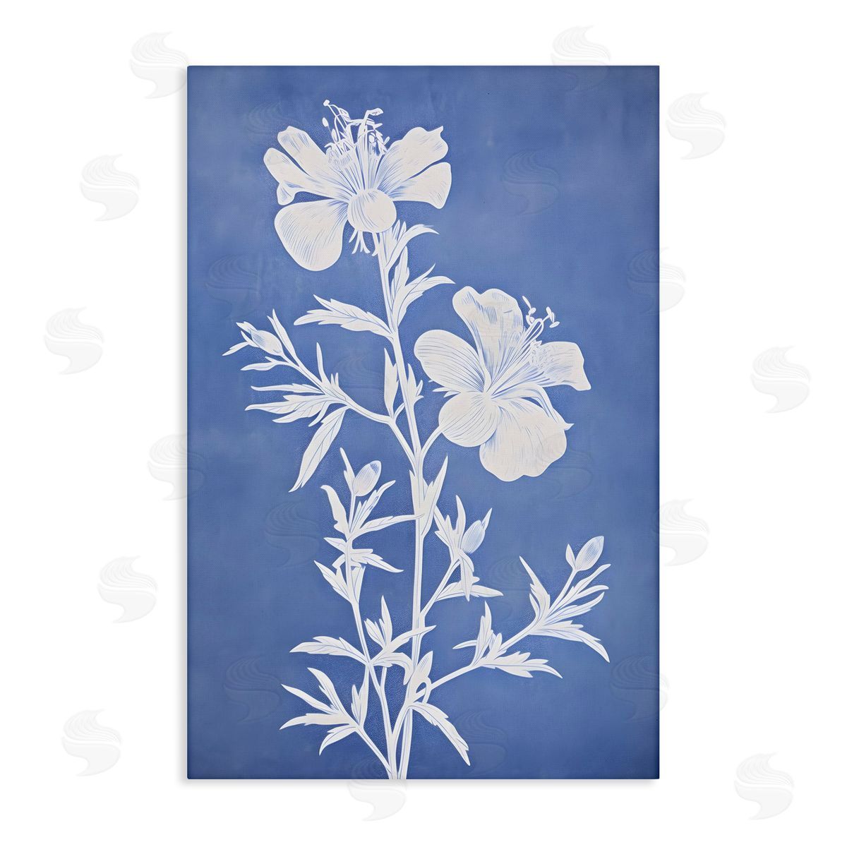 Blue Cerulean Florals Canvas Wall Art, Home Decor by Petals Prints Design