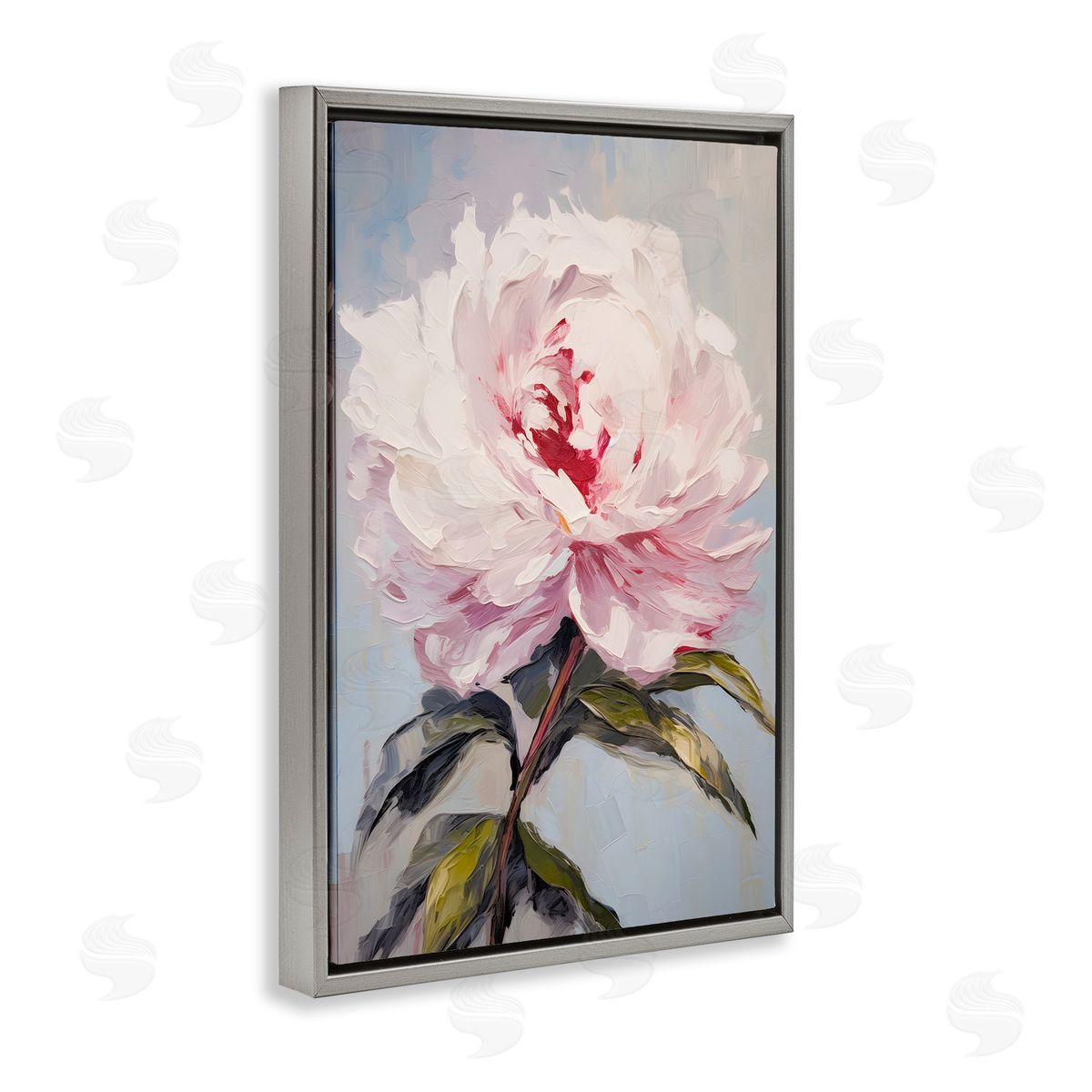 Pale Pink Rose Grey Floating Frame Canvas Wall Art, Home Decor by Petals Prints Design