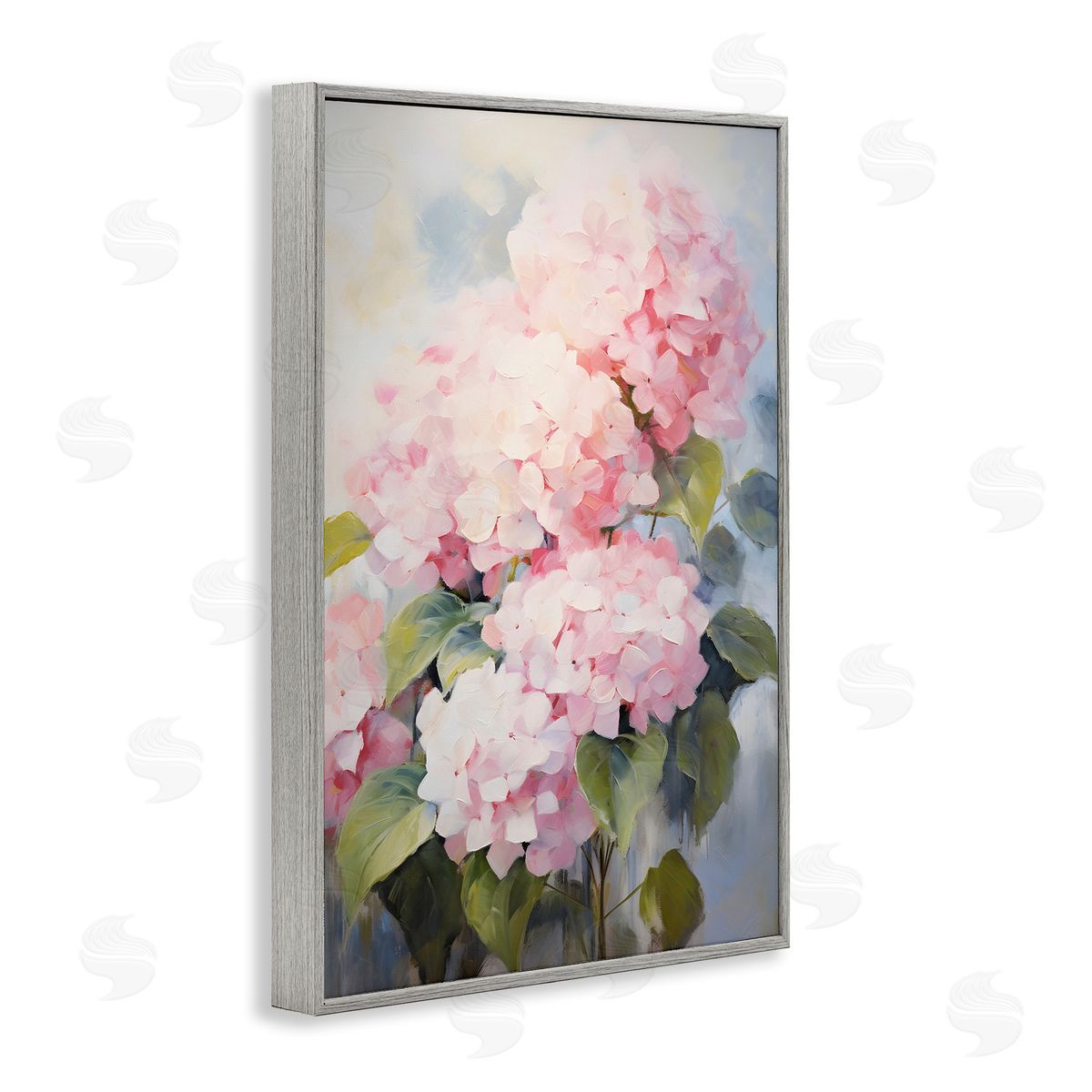 Pale Pink Hydrangea Grey Frame Print Wall Art, Home Decor by Petals Prints Design
