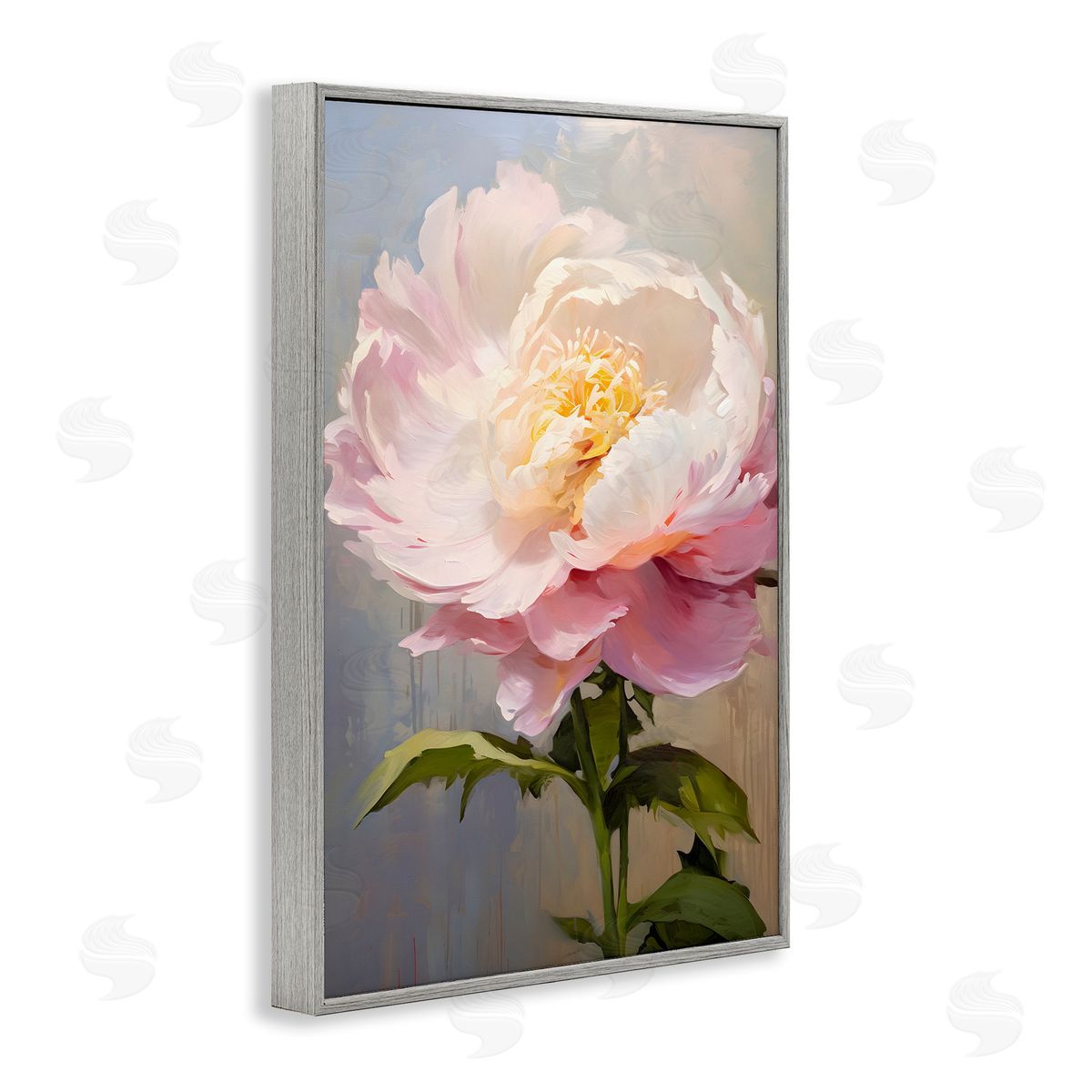 Pink Rose in Bloom Grey Frame Print Wall Art, Home Decor by Petals Prints Design