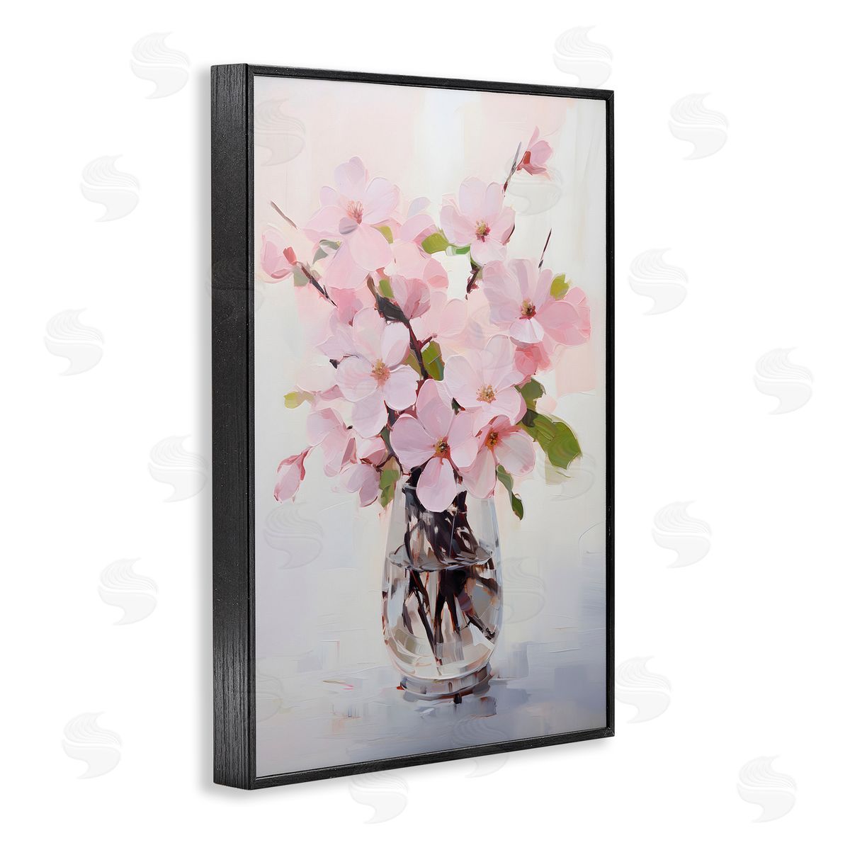 Rosy Flower Vase Black Frame Print Wall Art, Home Decor by Petals Prints Design