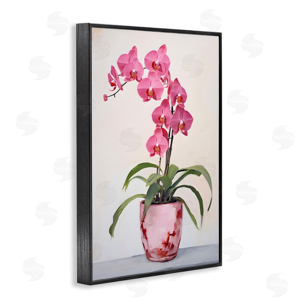 Modern Pink Orchid Black Frame Print Wall Art, Home Decor by Petals Prints Design