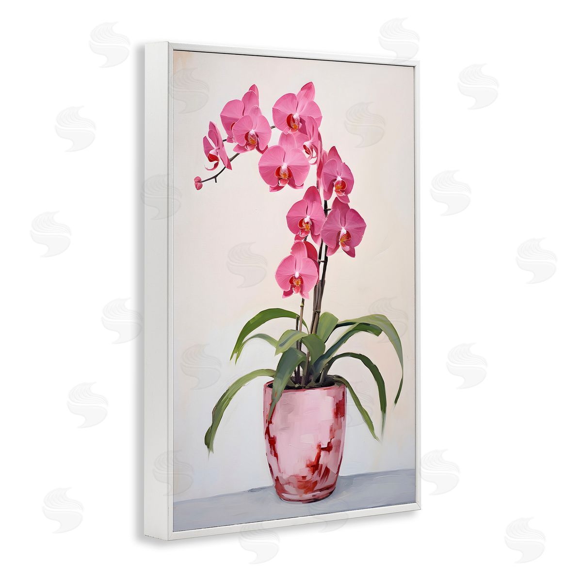 Modern Pink Orchid White Frame Print Wall Art, Home Decor by Petals Prints Design