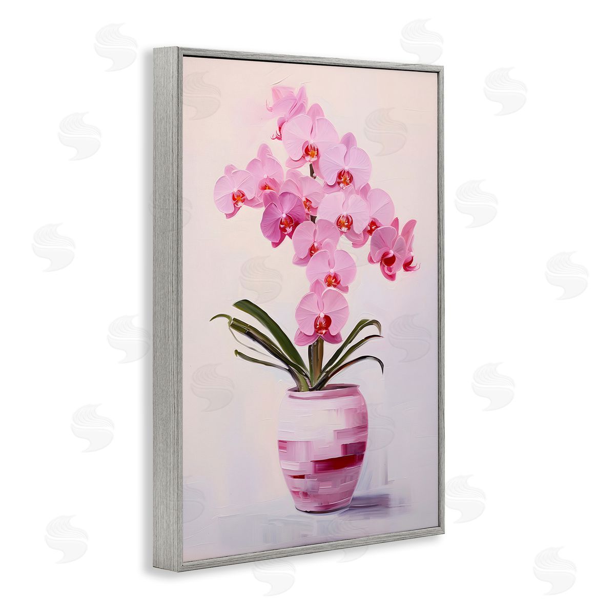 Rosy Pink Orchid Grey Frame Print Wall Art, Home Decor by Petals Prints Design