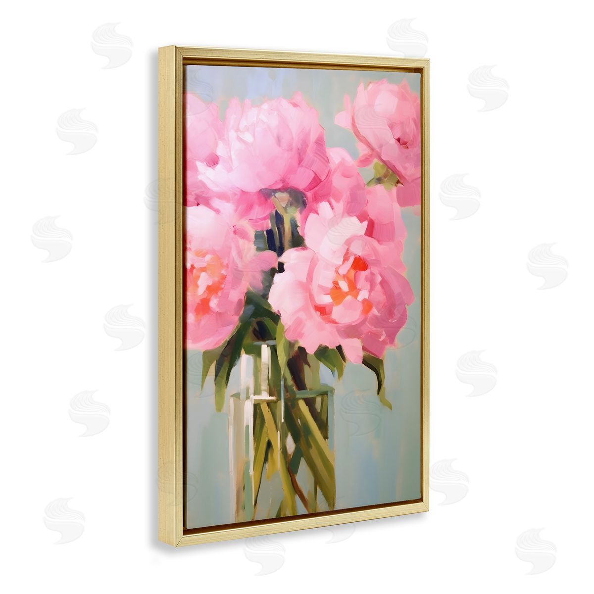 Blush Pink Roses Gold Floating Frame Canvas Wall Art, Home Decor by Petals Prints Design