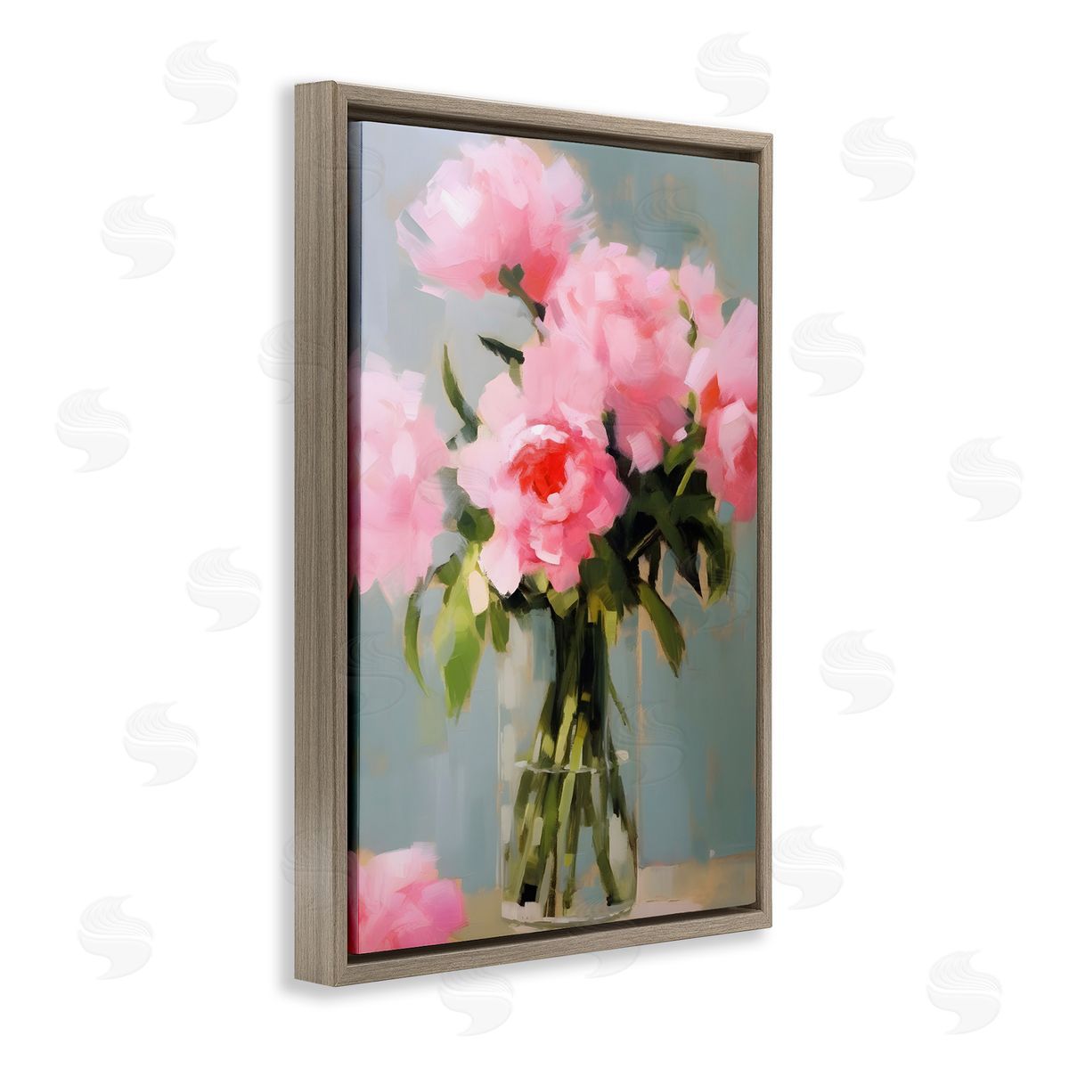 Confetti Roses Bouquet Brown Floating Frame Canvas Wall Art, Home Decor by Petals Prints Design