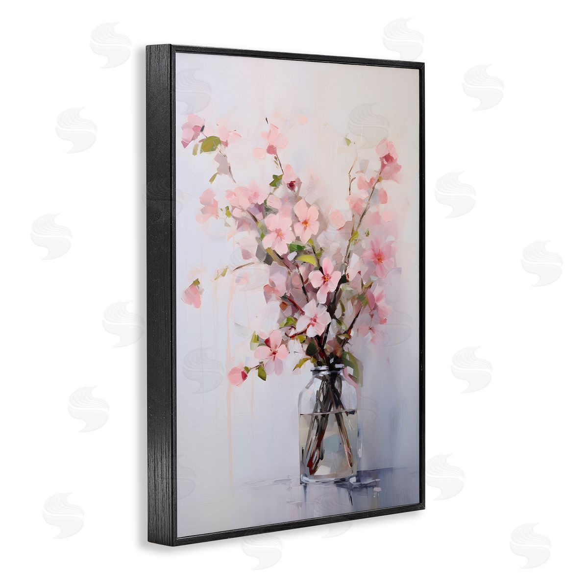 Soft Sakura Vase Black Frame Print Wall Art, Home Decor by Petals Prints Design