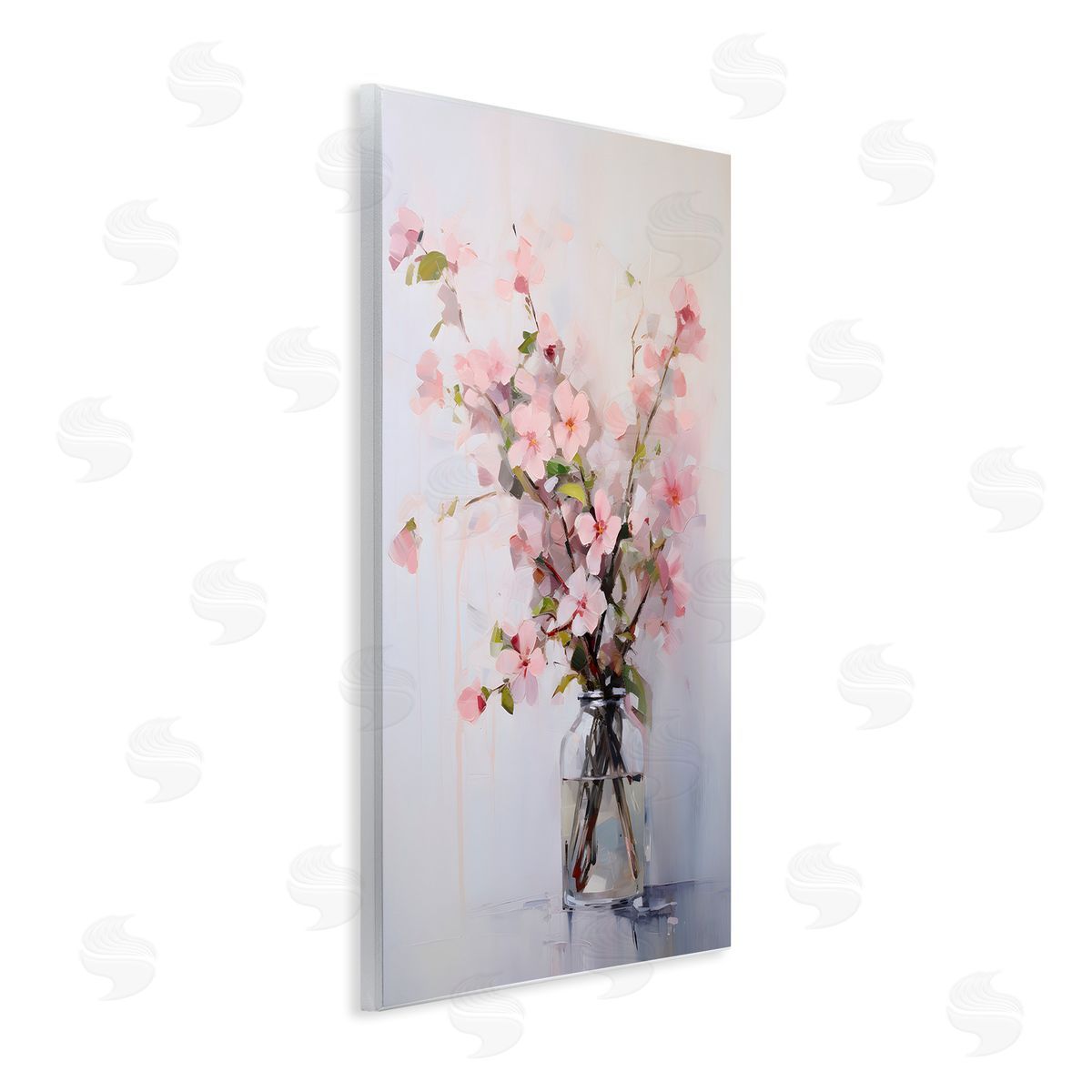 Soft Sakura Vase Wood Plaque Wall Art, Home Decor by Petals Prints Design