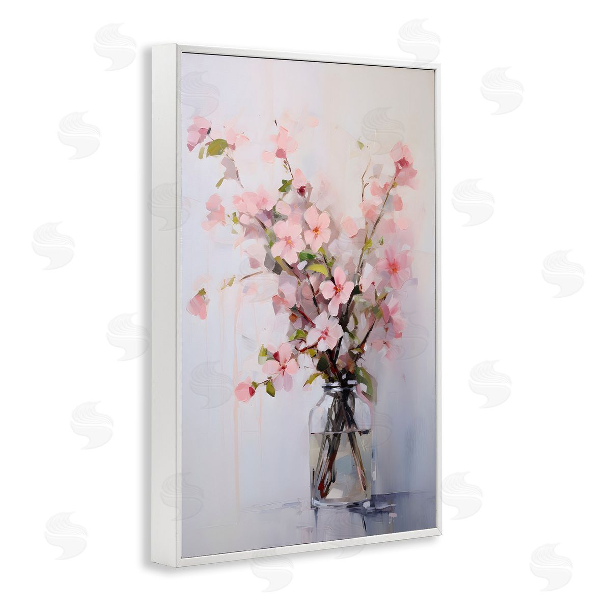 Soft Sakura Vase White Frame Print Wall Art, Home Decor by Petals Prints Design