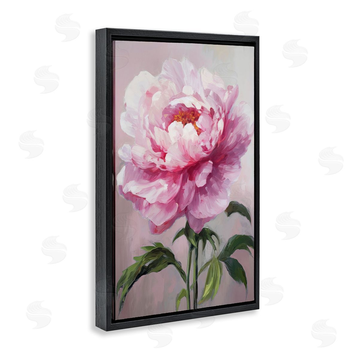 Pink Blooming Floral Black Floating Frame Canvas Wall Art, Home Decor by Petals Prints Design